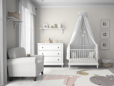 Tappeto per Bambini Bianco con Animali Colorati - Premium Jungle - Tappeto sicuro e certificato. - CarpetLiving