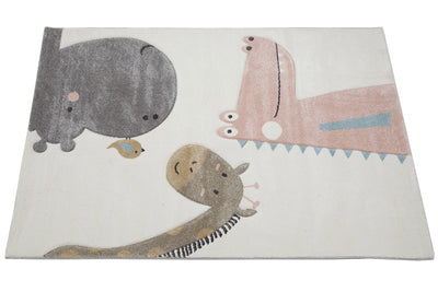 Tappeto per Bambini Bianco con Animali Colorati - Premium Jungle - Tappeto sicuro e certificato. - CarpetLiving
