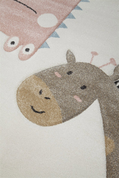 Tappeto per Bambini Bianco con Animali Colorati - Premium Jungle - Tappeto sicuro e certificato. - CarpetLiving