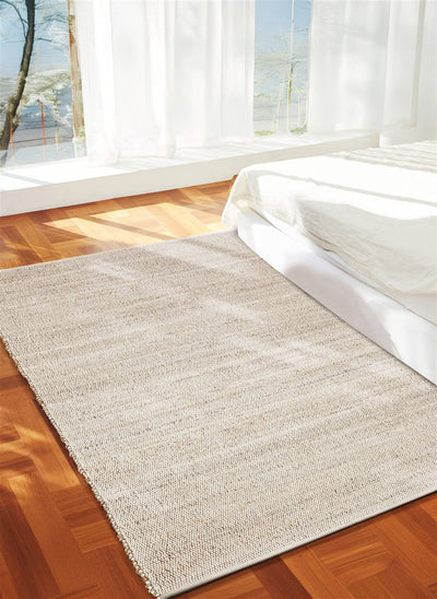 Tappeto Premium DUO WHITE in Iuta e Cotone - Realizzato a mano - CarpetLiving