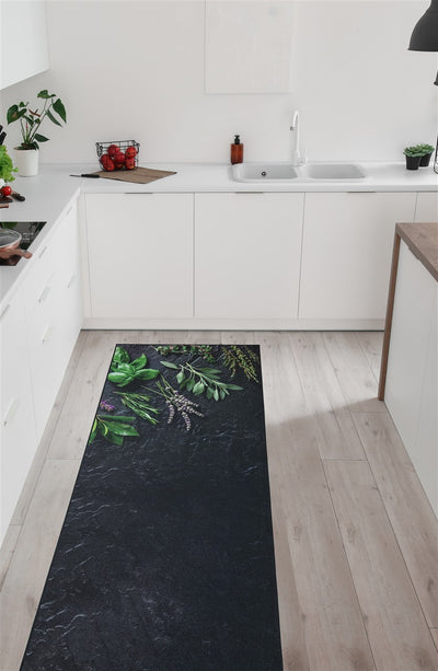 Tappeto Cucina Vinile Vista Erbette – Erbe Verdi – Made in Italy - CarpetLiving