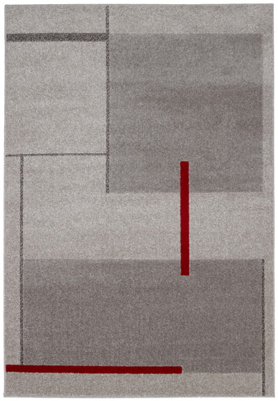 Tappeto Moderno Geometrico Casa Grigio Rosso - Antiscivolo - CarpetLiving