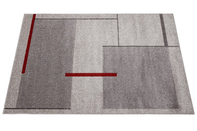 Tappeto Moderno Geometrico Casa Grigio Rosso - Antiscivolo - CarpetLiving
