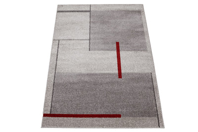 Tappeto Moderno Geometrico Casa Grigio Rosso - Antiscivolo - CarpetLiving