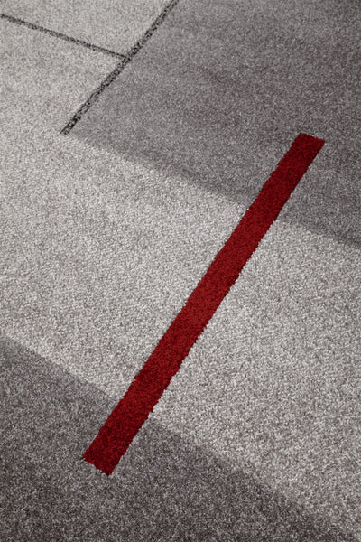 Tappeto Moderno Geometrico Casa Grigio Rosso - Antiscivolo - CarpetLiving