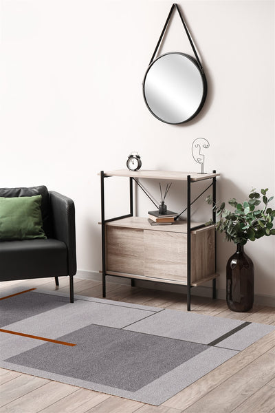 Tappeto Moderno Geometrico Casa Grigio Rosso - Antiscivolo - CarpetLiving