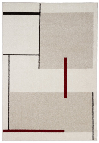 Tappeto Moderno Geometrico Casa Avorio, Ruggine, Bianco - Antiscivolo - CarpetLiving