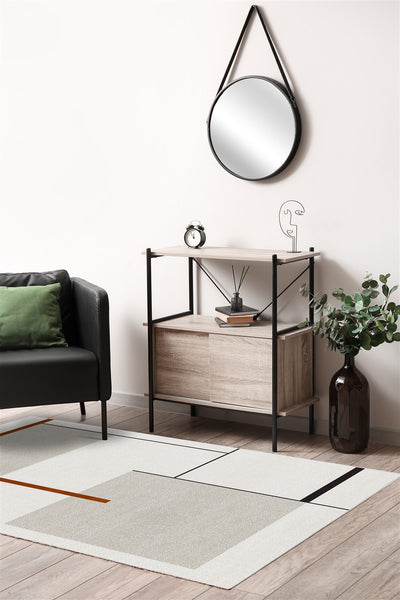 Tappeto Moderno Geometrico Casa Avorio, Ruggine, Bianco - Antiscivolo - CarpetLiving