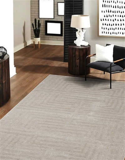 Tappeto Moderno in Lana e Cotone - Clay 1 - Beige/Grigio - CarpetLiving