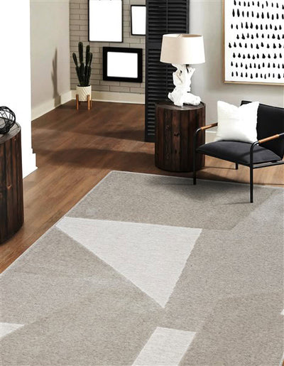 Tappeto Moderno in Lana e Cotone - Clay 7 - Beige/Grigio - CarpetLiving