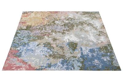 Tappeto Artistico Astratto di Lusso Multicolore - Seta di Bamboo e Lana - Fatto a mano - CarpetLiving