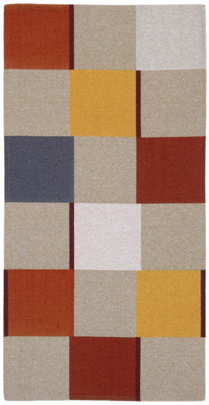 Tappeto Passatoia per la Cucina in Cotone Jaques 1 Giallo-Rosso | Design Moderno, Antiscivolo e Resistente