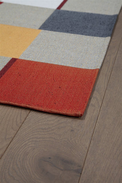Tappeto Passatoia per la Cucina in Cotone Jaques 1 Giallo-Rosso | Design Moderno, Antiscivolo e Resistente