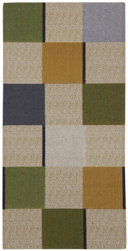 Tappeto Passatoia per la Cucina in Cotone Jaques Verde-Blu | Design Moderno, Antiscivolo e Resistente