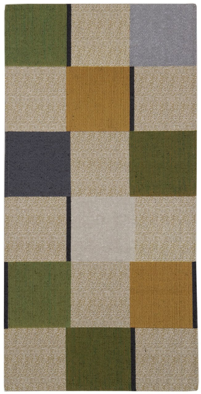 Tappeto Passatoia per la Cucina in Cotone Jaques Verde-Blu | Design Moderno, Antiscivolo e Resistente