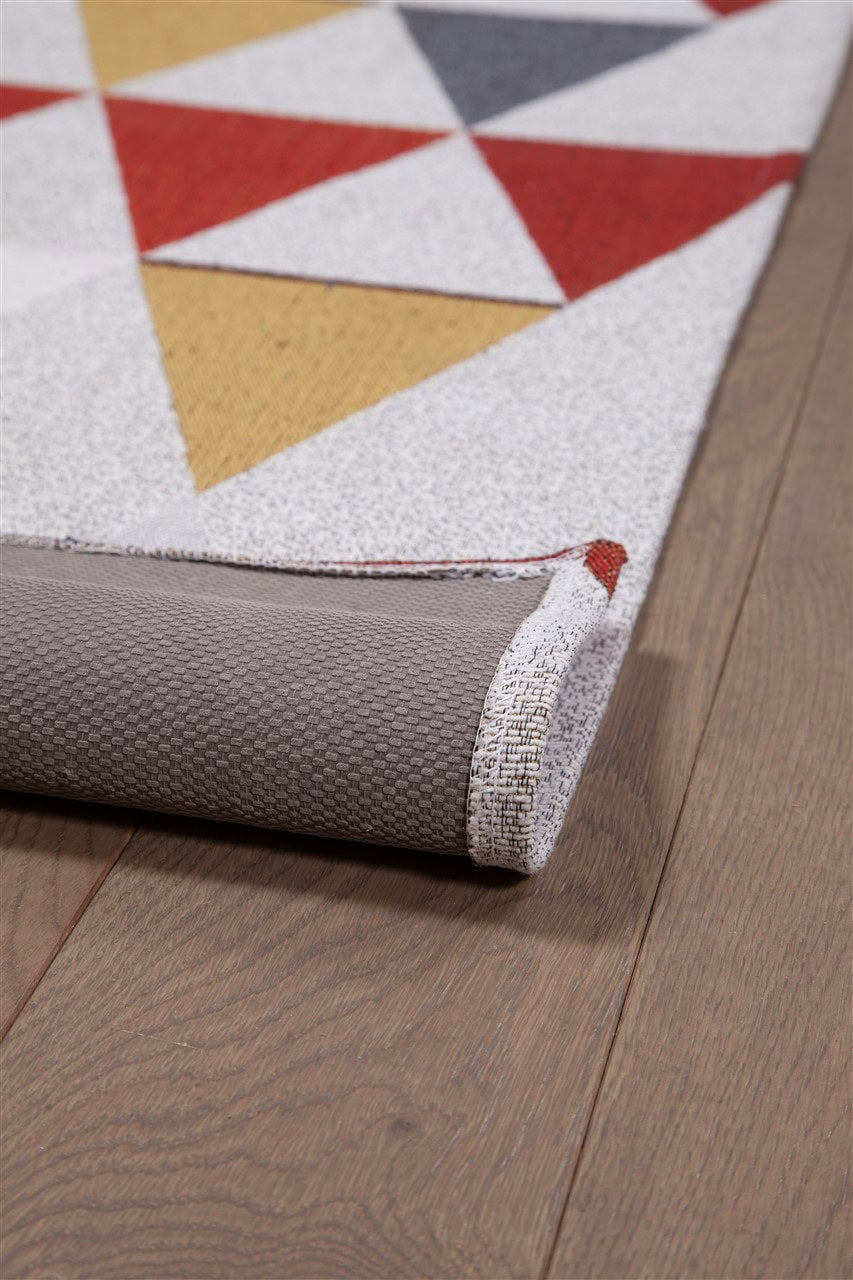 Tappeto Passatoia per la Cucina in Cotone Jaques Giallo-Rosso | Design Moderno, Antiscivolo e Resistente
