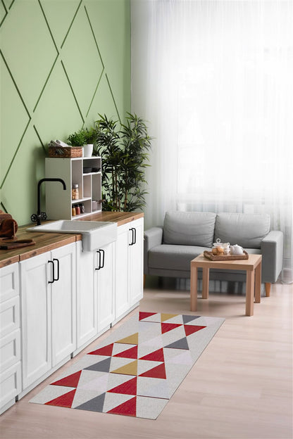Tappeto Passatoia per la Cucina in Cotone Jaques Giallo-Rosso | Design Moderno, Antiscivolo e Resistente