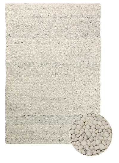 Tappeto Berger in Lana Bianco Crema - Realizzato a mano - Effetto Ciottoli 3D Morbido - CarpetLiving