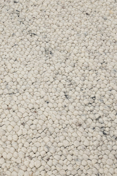 Tappeto Berger in Lana Bianco Crema - Realizzato a mano - Effetto Ciottoli 3D Morbido - CarpetLiving