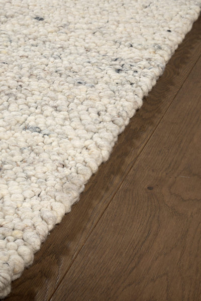 Tappeto Berger in Lana Bianco Crema - Realizzato a mano - Effetto Ciottoli 3D Morbido - CarpetLiving
