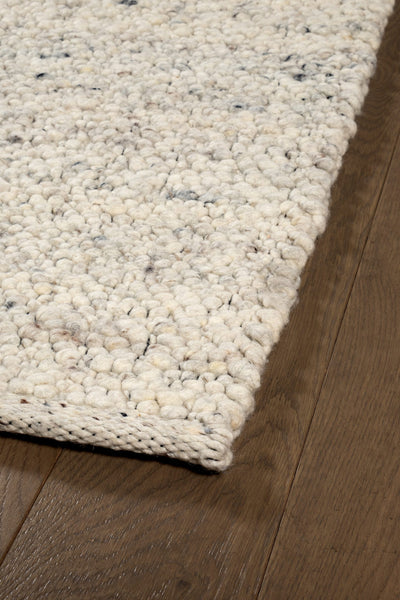 Tappeto Berger in Lana Bianco Crema - Realizzato a mano - Effetto Ciottoli 3D Morbido - CarpetLiving