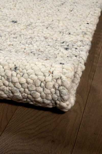 Tappeto Berger in Lana Bianco Crema - Realizzato a mano - Effetto Ciottoli 3D Morbido - CarpetLiving