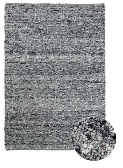 Tappeto Berger in Lana Grigio scuro - Realizzato a mano - Effetto Ciottoli 3D Morbido - CarpetLiving