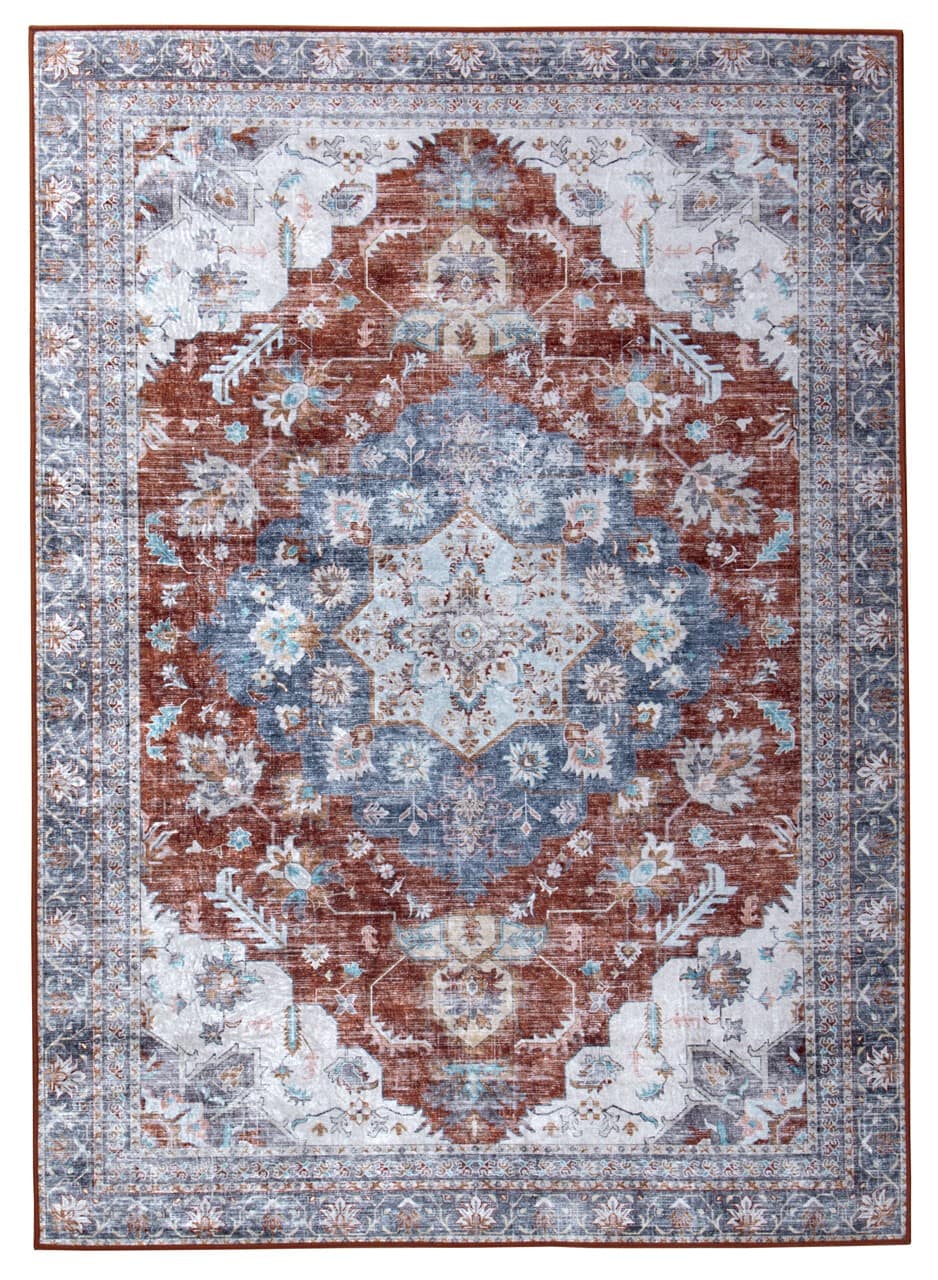 Tappeto Lavabile Stile Orientale Vintage - Design Rosso Multicolore