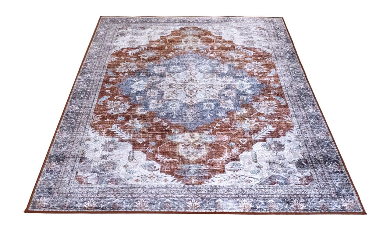 Tappeto Lavabile Stile Orientale Vintage - Design Rosso Multicolore