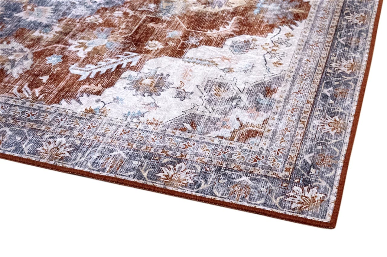 Tappeto Lavabile Stile Orientale Vintage - Design Rosso Multicolore