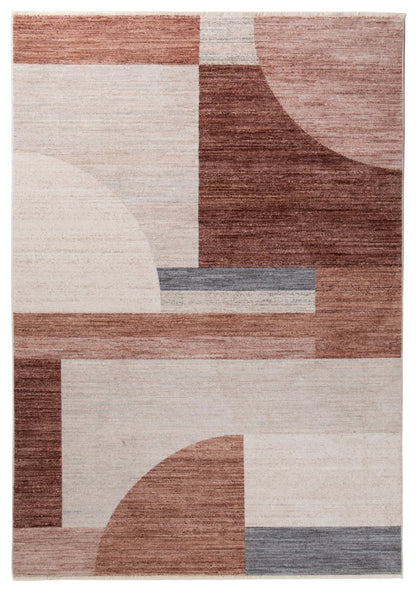 TAORMINA Modern Rug in Beige and Rust | Contemporary Geometric Style, Ideal for Living Rooms and Dining Rooms