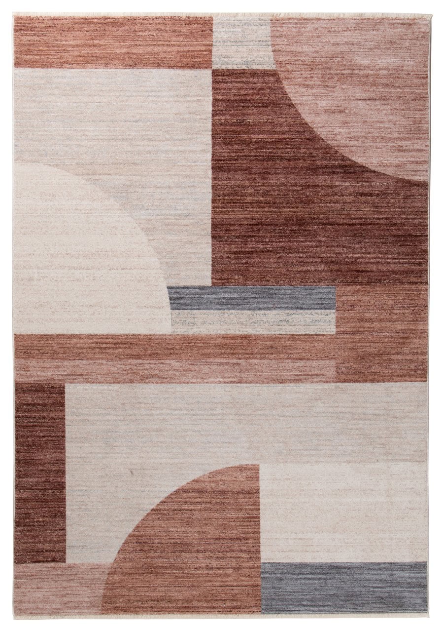 TAORMINA Modern Rug in Beige and Rust | Contemporary Geometric Style, Ideal for Living Rooms and Dining Rooms