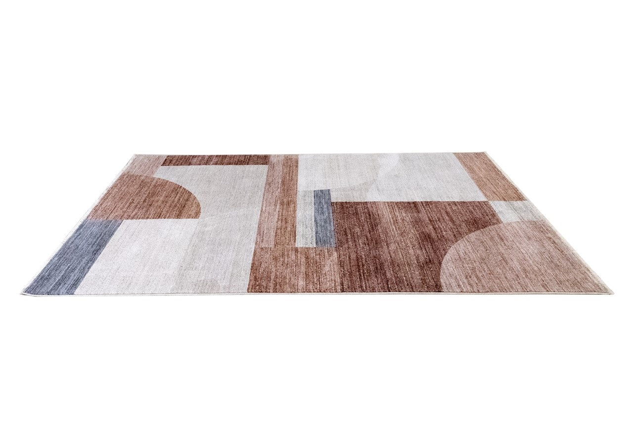 TAORMINA Modern Rug in Beige and Rust | Contemporary Geometric Style, Ideal for Living Rooms and Dining Rooms