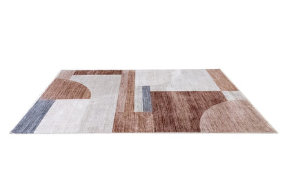 TAORMINA Modern Rug in Beige and Rust | Contemporary Geometric Style, Ideal for Living Rooms and Dining Rooms