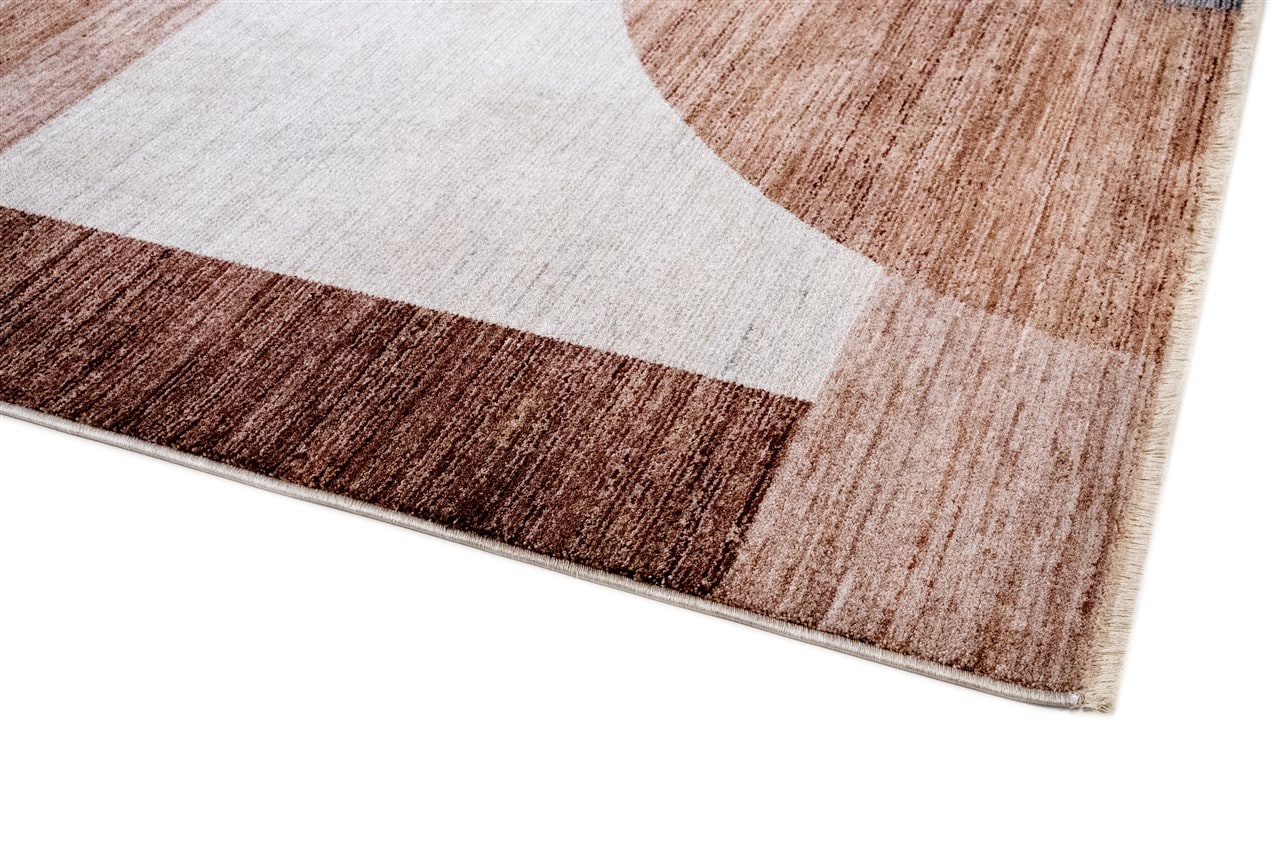 TAORMINA Modern Rug in Beige and Rust | Contemporary Geometric Style, Ideal for Living Rooms and Dining Rooms