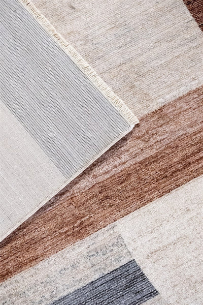 Tappeto Moderno TAORMINA A Beige e Ruggine | Stile Geometrico Contemporaneo, Ideale per Soggiorno e Sala da Pranzo