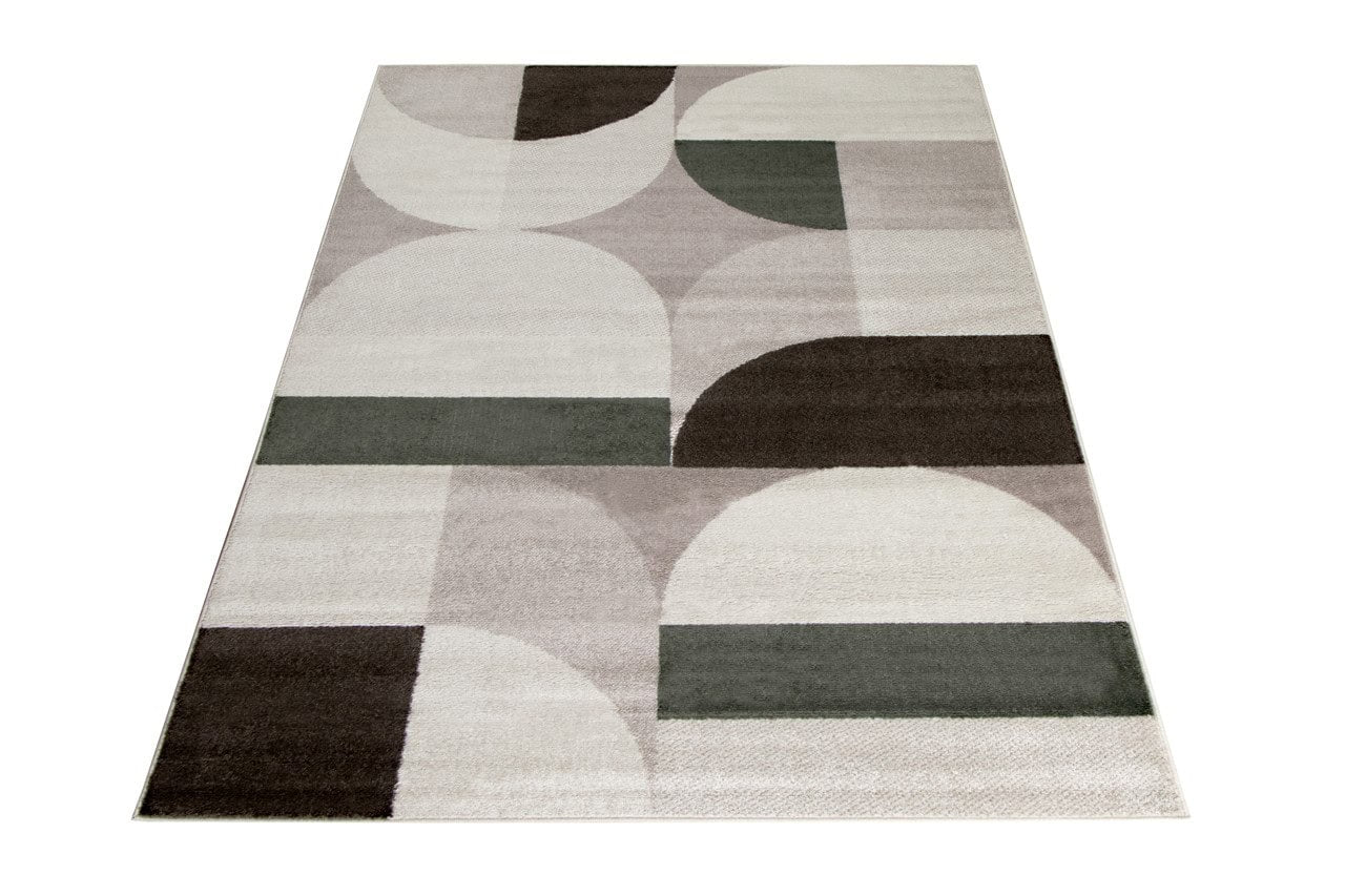 Tappeto Moderno BROOKLYN A Marrone Verde | Stile Geometrico