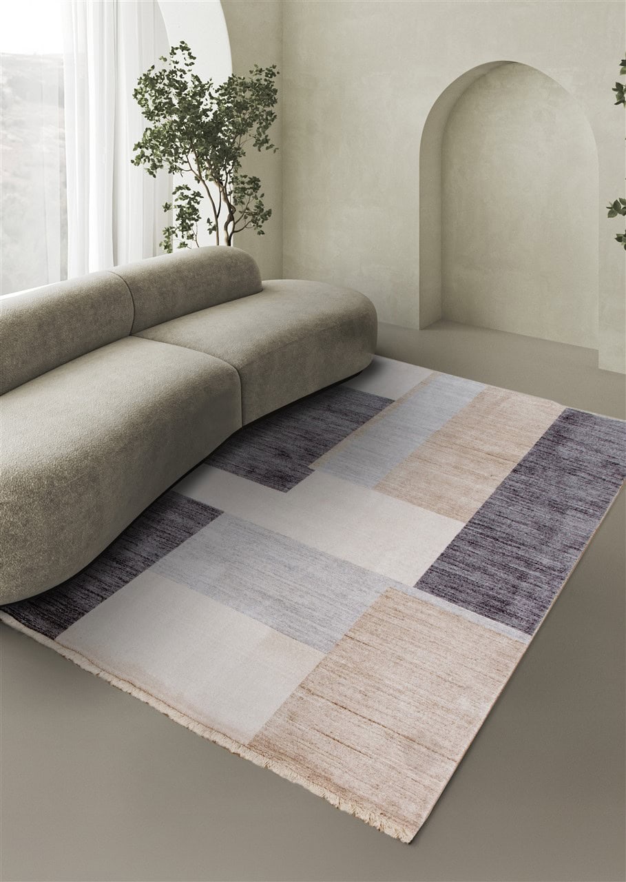 TAORMINA B Modern Rug in Beige and Gray | Contemporary Geometric Style, Ideal for Living Rooms and Dining Rooms