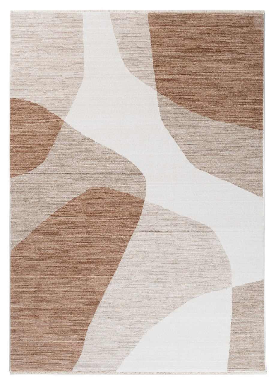 TAORMINA C Modern Rug in Beige and Rust | Contemporary Geometric Style, Ideal for Living Rooms and Dining Rooms