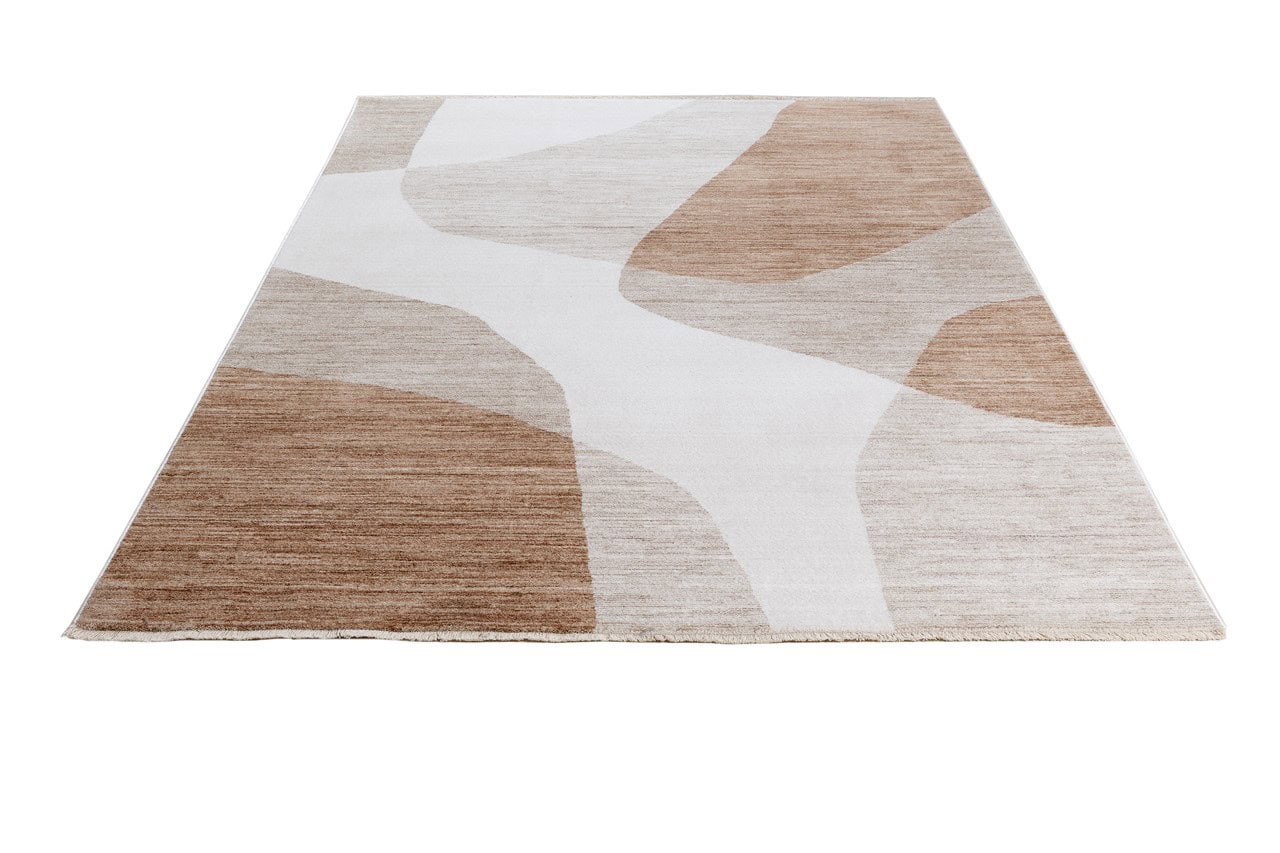 TAORMINA C Modern Rug in Beige and Rust | Contemporary Geometric Style, Ideal for Living Rooms and Dining Rooms