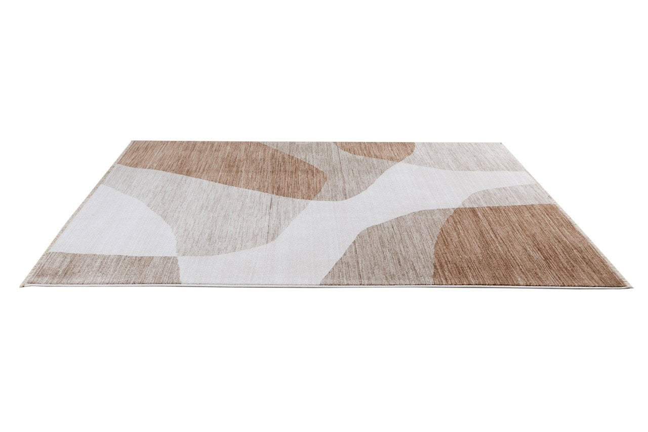 TAORMINA C Modern Rug in Beige and Rust | Contemporary Geometric Style, Ideal for Living Rooms and Dining Rooms