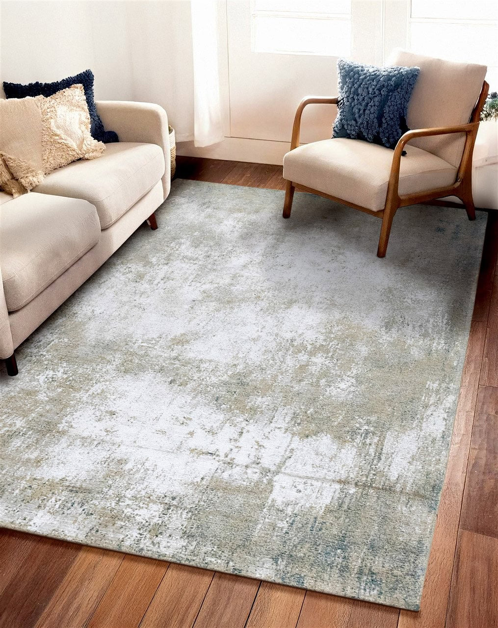 Tappeto Moderno Astratto ARGENTELLA Blu Bianco - Stile Contemporaneo