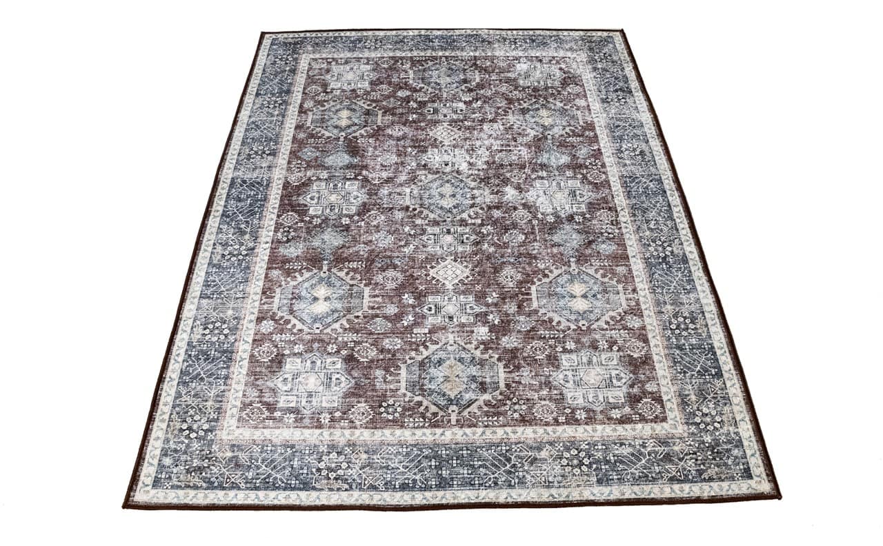 Tappeto Lavabile Stile Orientale Vintage - Design Rosso Blu