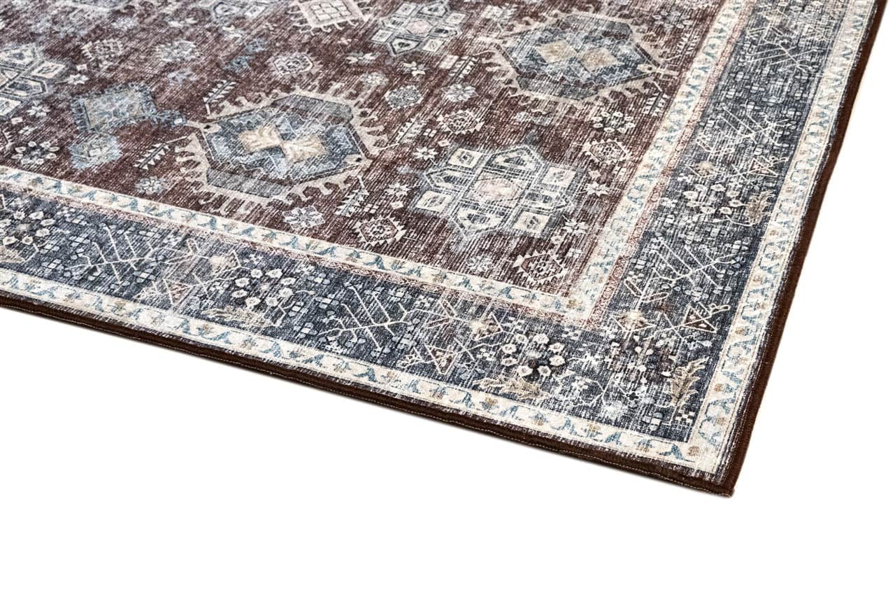 Tappeto Lavabile Stile Orientale Vintage - Design Rosso Blu