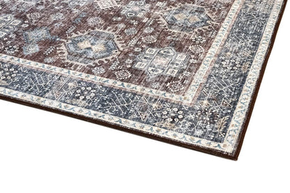 Tappeto Lavabile Stile Orientale Vintage - Design Rosso Blu