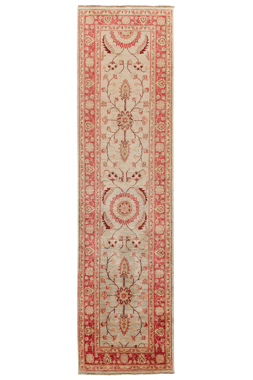 Ziegler wool runner rug, handmade, 287x76cm