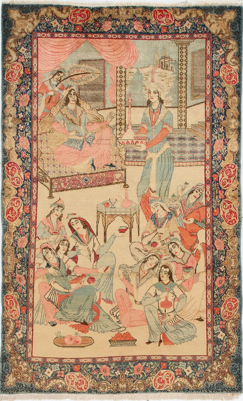 Authentic Antique Persian Farahan Rug | Hand-Knotted 210x135cm