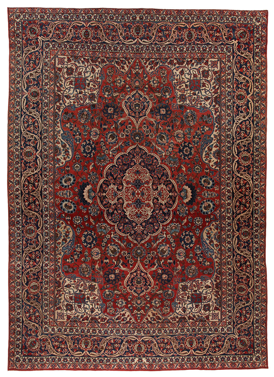 Tappeto Isfahan Antico Persiano Autentico | Annodato a Mano 453x323cm