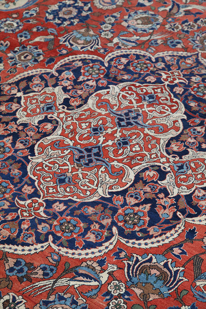 Tappeto Isfahan Antico Persiano Autentico | Annodato a Mano 453x323cm