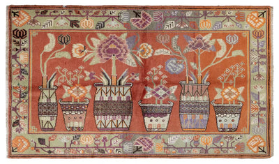 Tappeto Antico Samarcanda Autentico in Lana - 253 x 144 cm